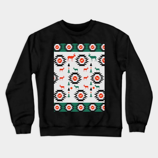 Deer in red and green Crewneck Sweatshirt by cocodes